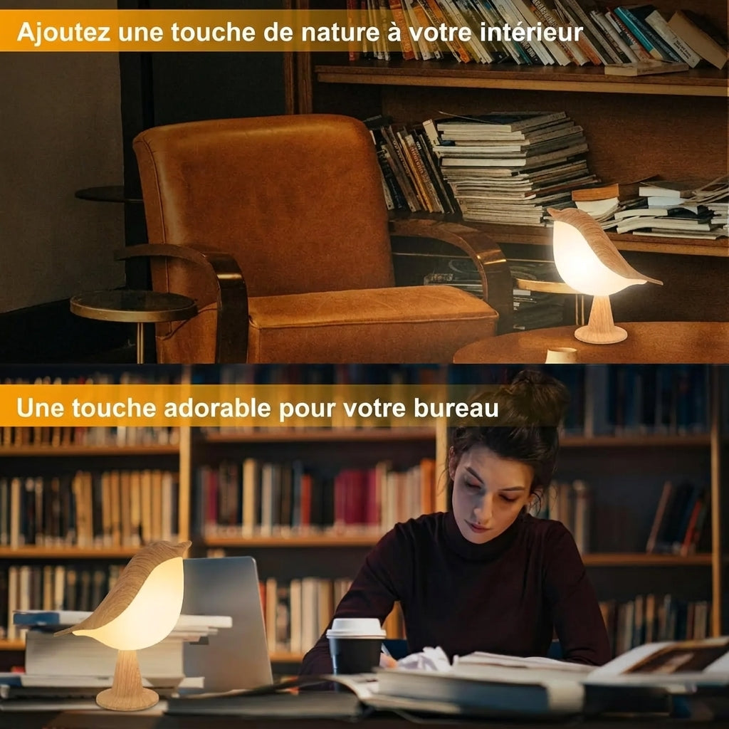 L'Oiseau de Lumière — Lampe tactile design bois