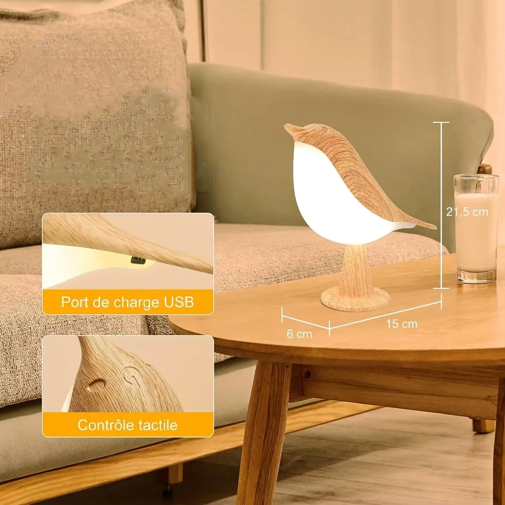 L'Oiseau de Lumière — Lampe tactile design bois